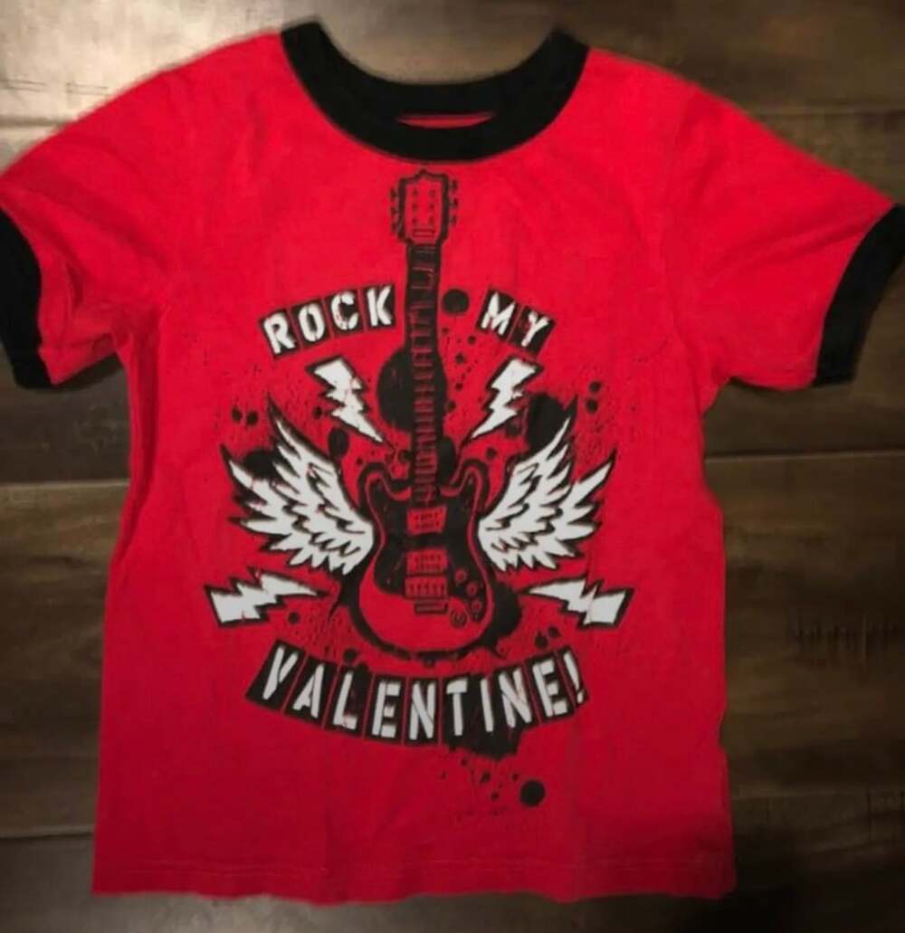 The Children’s Place Rock My Valentine Red Graphic Guitar Ringer T-Shirt 4t/4